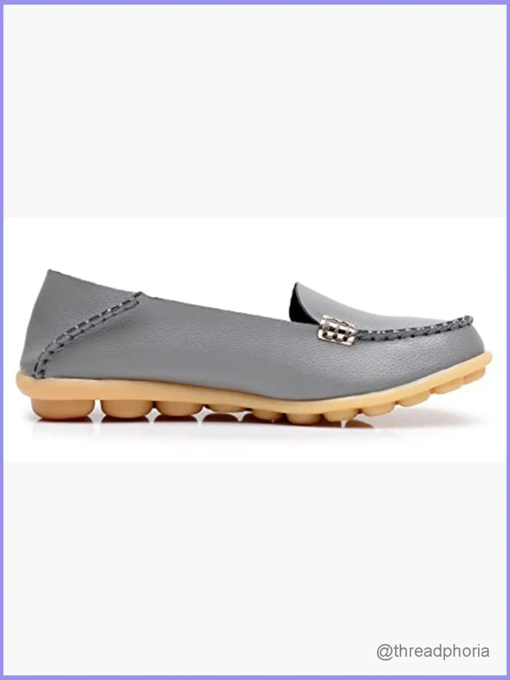 Women's Flat Loafer Slip On Shoes Comfort Walking Padded Insole Leather